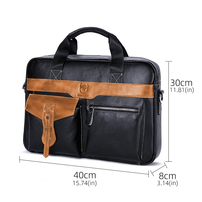 Men's Leather Business Bag Shoulder Conference Computer Messenger Bag Brown