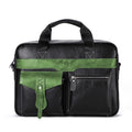 Men's Leather Business Bag Shoulder Conference Computer Messenger Bag Green