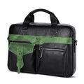 Men's Leather Business Bag Shoulder Conference Computer Messenger Bag Green