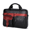 Men's Leather Business Bag Shoulder Conference Computer Messenger Bag Red