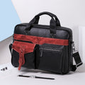 Men's Leather Business Bag Shoulder Conference Computer Messenger Bag Red