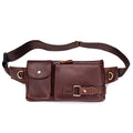 Men's Leather Fanny Pack Vintage Crossbody Chest Waist Belt Bag Coffee