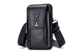 Men's Leather Waist Fanny Pack Mobile Phone Belt Waist Bag Black