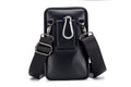 Men's Leather Waist Fanny Pack Mobile Phone Belt Waist Bag Black