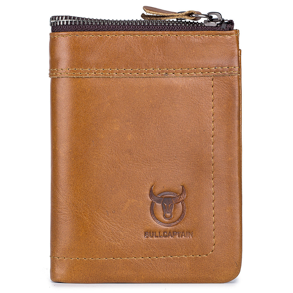 Men's Leather Wallet with Coin Pocket RFID Bifold Purse Card Holder Gift Brown