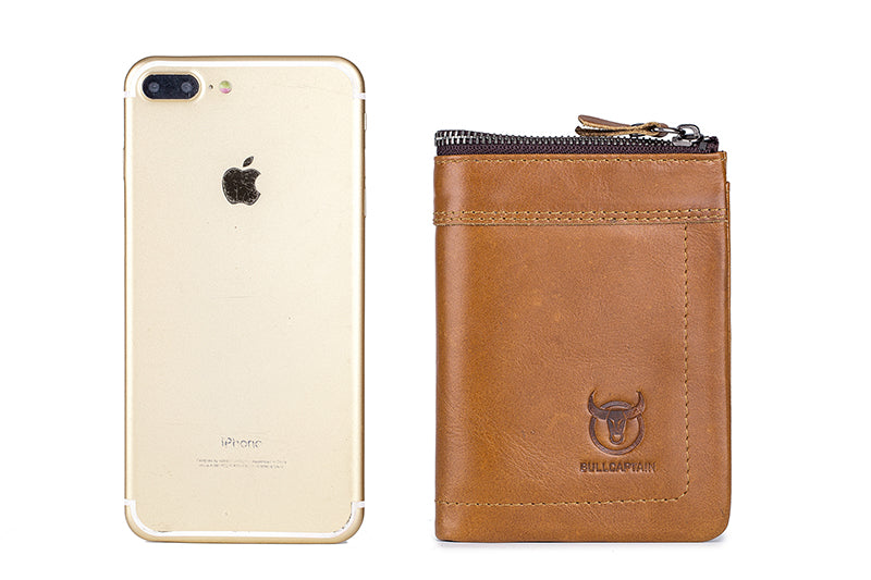Men's Leather Wallet with Coin Pocket RFID Bifold Purse Card Holder Gift Brown