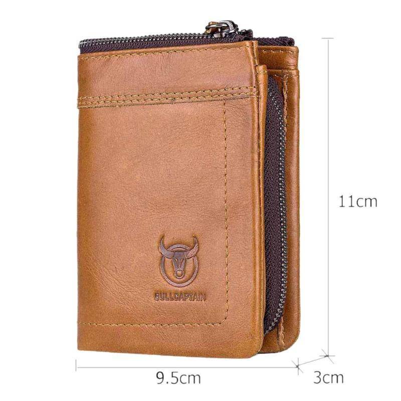 Men's Leather Wallet with Coin Pocket RFID Bifold Purse Card Holder Gift Brown