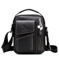 Men's Small Leather Shoulder Bag Messenger Pack Crossbody Travel Bag Black