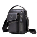 Men's Small Leather Shoulder Bag Messenger Pack Crossbody Travel Bag Black