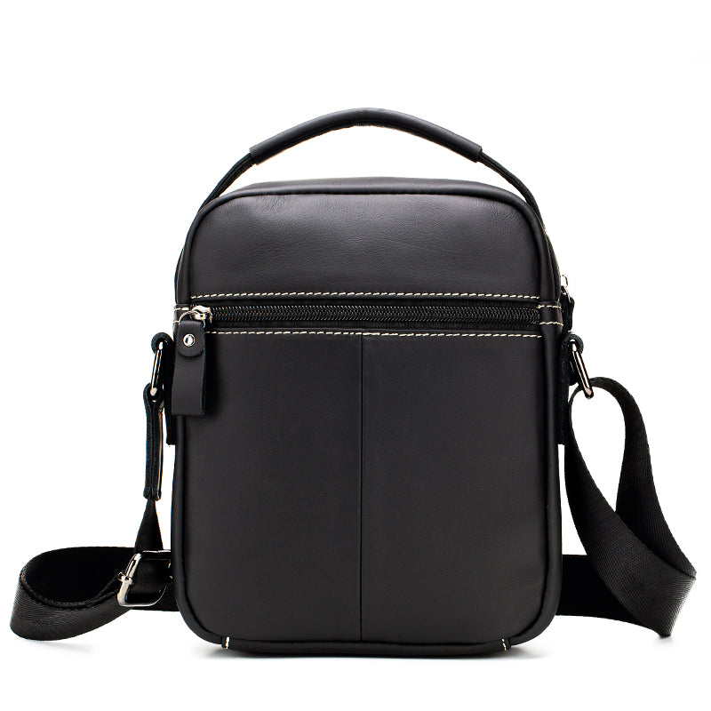 Men's Small Leather Shoulder Bag Messenger Pack Crossbody Travel Bag Black