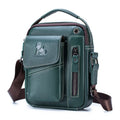 Men's Small Leather Shoulder Bag Messenger Pack Crossbody Travel Bag Blue