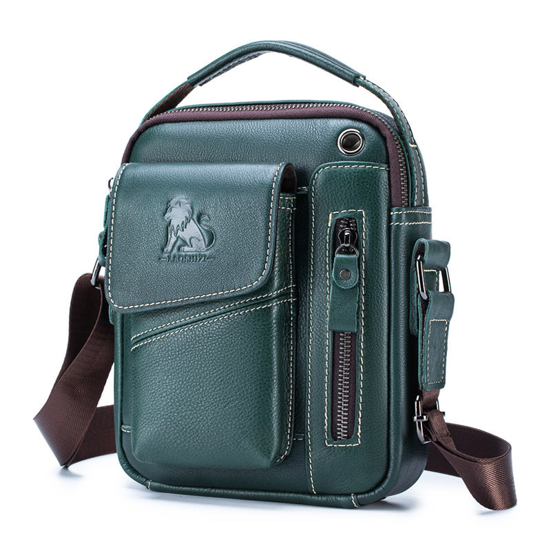 Men's Small Leather Shoulder Bag Messenger Pack Crossbody Travel Bag Blue