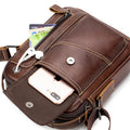 Men's Small Leather Shoulder Bag Messenger Pack Crossbody Travel Bag Brown 