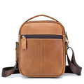 Men's Small Leather Shoulder Bag Messenger Pack Crossbody Travel Bag Brown