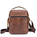 Men's Small Leather Shoulder Bag Messenger Pack Crossbody Travel Bag Brown