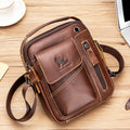 Men's Small Leather Shoulder Bag Messenger Pack Crossbody Travel Bag Brown 