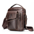 Men's Small Leather Shoulder Bag Messenger Pack Crossbody Travel Bag Deep Brown