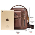Men's Small Leather Shoulder Bag Messenger Pack Crossbody Travel Bag Deep Brown