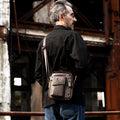 Men's Small Leather Shoulder Bag Messenger Pack Crossbody Travel Bag Deep Brown