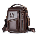 Men's Small Leather Shoulder Bag Messenger Pack Crossbody Travel Bag Deep Brown