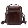 Men's Small Leather Shoulder Bag Messenger Pack Crossbody Travel Bag Deep Brown 24