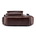 Men's Small Leather Shoulder Bag Messenger Pack Crossbody Travel Bag Deep Brown