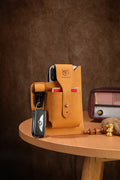 Men's Vintage Leather Belt Bag Cell Phone Purse Waist Bag Yellow