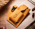 Men's Vintage Leather Belt Bag Cell Phone Purse Waist Bag Yellow
