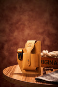 Men's Vintage Leather Belt Bag Cell Phone Purse Waist Bag Yellow