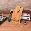 Men's Vintage Leather Belt Bag Cell Phone Purse Waist Bag Yellow