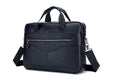 Mens 14 Inch Laptop Leather Briefcase Bag Office College Messenger Bag Black