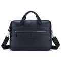 Mens 14 Inch Laptop Leather Briefcase Bag Office College Messenger Bag Black