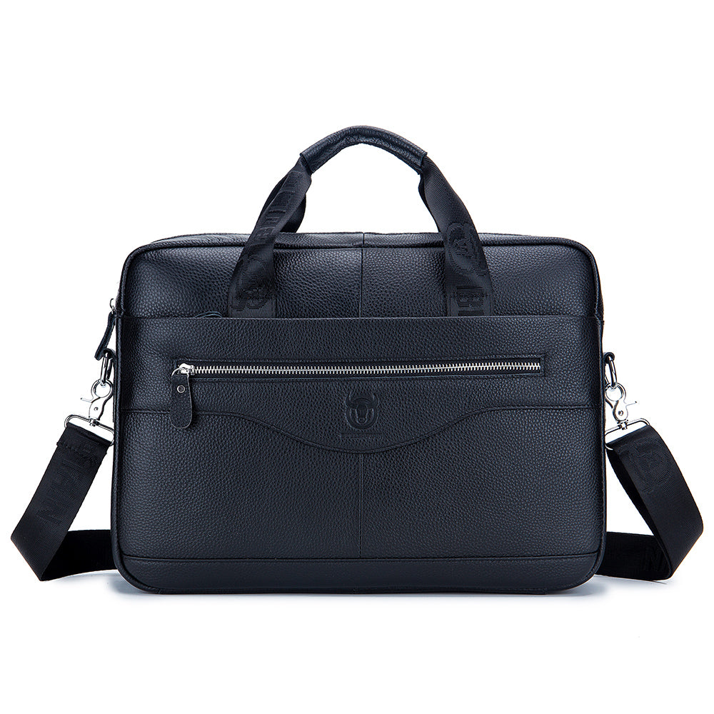 Mens 14 Inch Laptop Leather Briefcase Bag Office College Messenger Bag Black