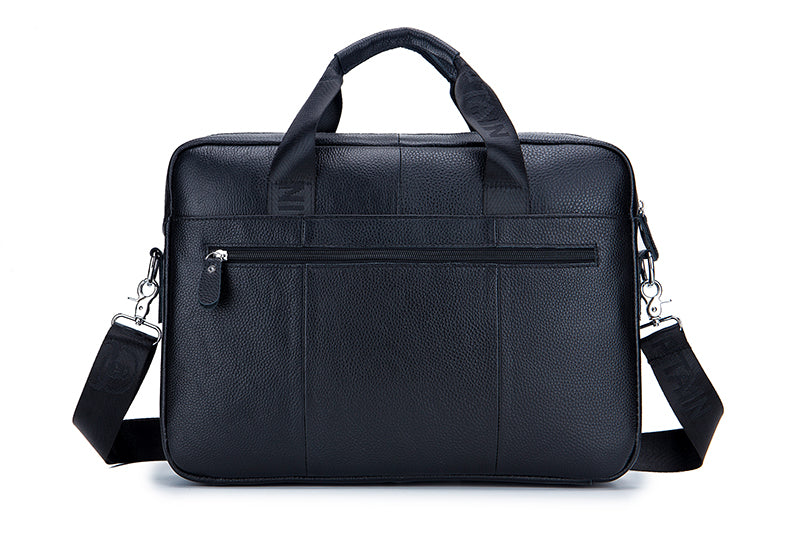 Mens 14 Inch Laptop Leather Briefcase Bag Office College Messenger Bag Black