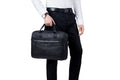 Mens 14 Inch Laptop Leather Briefcase Bag Office College Messenger Bag Black