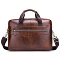 Mens 14 Inch Laptop Leather Briefcase Bag Office College Messenger Bag Brown