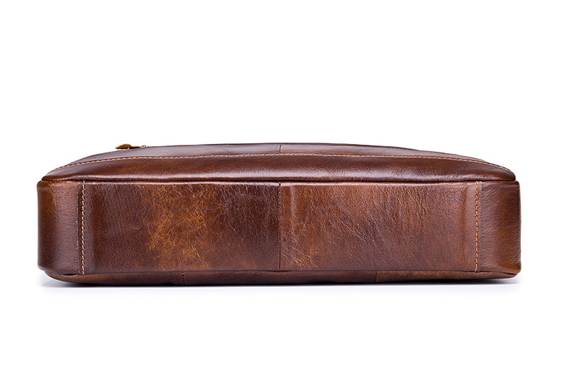 Mens 14 Inch Laptop Leather Briefcase Bag Office College Messenger Bag Brown