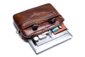 Mens 14 Inch Laptop Leather Briefcase Bag Office College Messenger Bag Brown