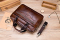 Mens 14 Inch Laptop Leather Briefcase Bag Office College Messenger Bag Brown