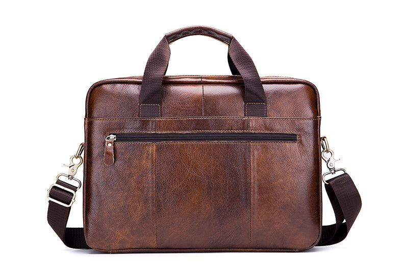 Mens 14 Inch Laptop Leather Briefcase Bag Office College Messenger Bag Brown