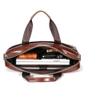 Mens 15 Inch Leather Laptop Messenger Bags Best Business Travel Briefcases Brown