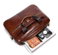 Mens 15 Inch Leather Laptop Messenger Bags Best Business Travel Briefcases Brown