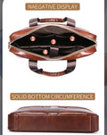 Mens 15 Inch Leather Laptop Messenger Bags Best Business Travel Briefcases Brown