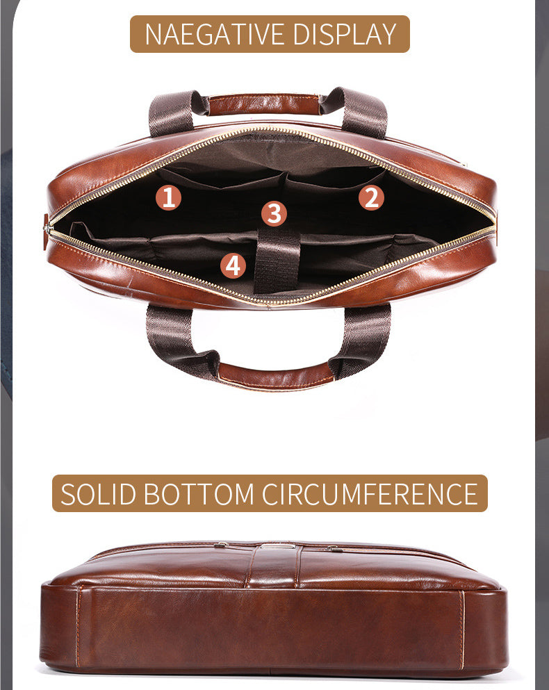 Mens 15 Inch Leather Laptop Messenger Bags Best Business Travel Briefcases Brown
