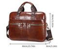 Mens 15 Inch Leather Laptop Messenger Bags Best Business Travel Briefcases Brown