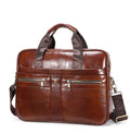 Mens 15 Inch Leather Laptop Messenger Bags Best Business Travel Briefcases Brown