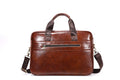 Mens 15 Inch Leather Laptop Messenger Bags Best Business Travel Briefcases Brown