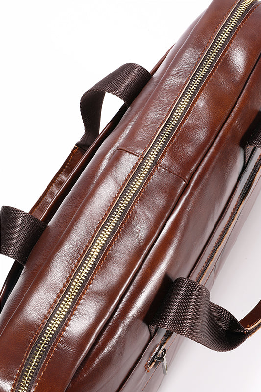 Mens 15 Inch Leather Laptop Messenger Bags Best Business Travel Briefcases Brown