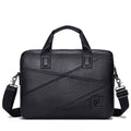 Men's Briefcase Bag Genuine Leather 14 inch Shoulder Laptop Crossbody Bag Black