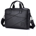 Men's Briefcase Bag Genuine Leather 14 inch Shoulder Laptop Crossbody Bag Black